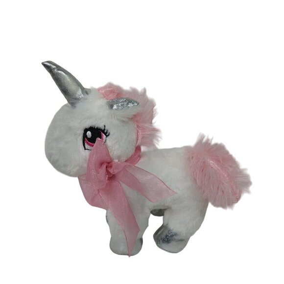 Dan Dee Unicorn White Pink Silver Metallic Stuffed Animal Plush Toy 8 inch - Picture 1 of 7